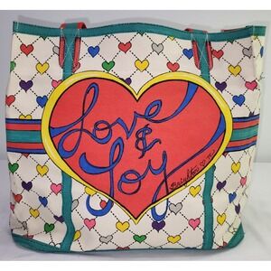 NWT Brighton Love & Joy Christmas Holiday Tote Bag Women's Colorful Canvas